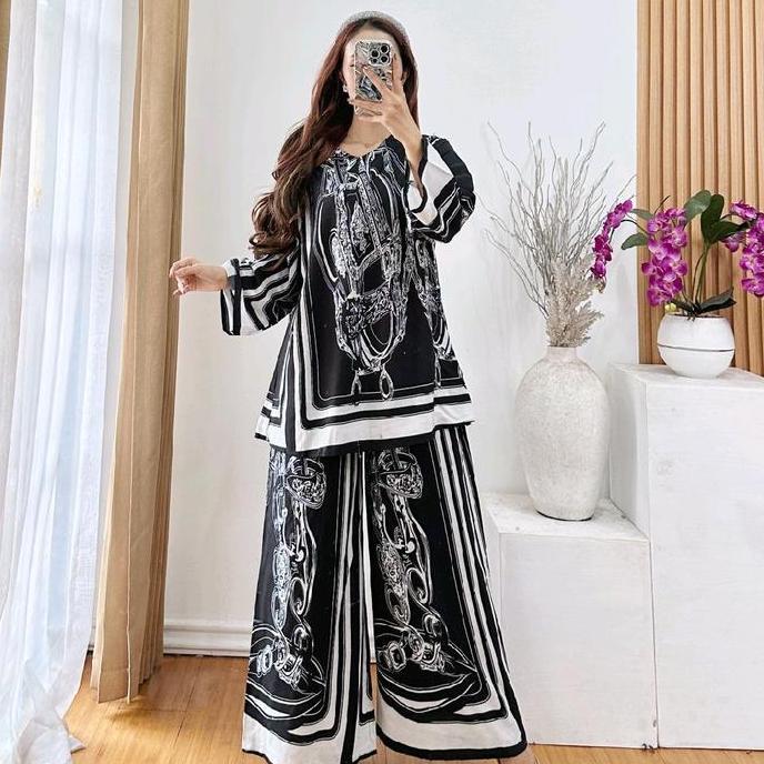 ONE SET VIRAL kulot setelan kekinian setelan kulot setelan rayon premium Celana Panjang