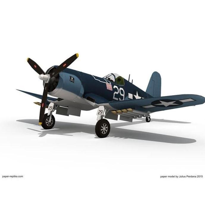 (Mainan Kertas) DIY Papercraft F4U Corsair Aircraft