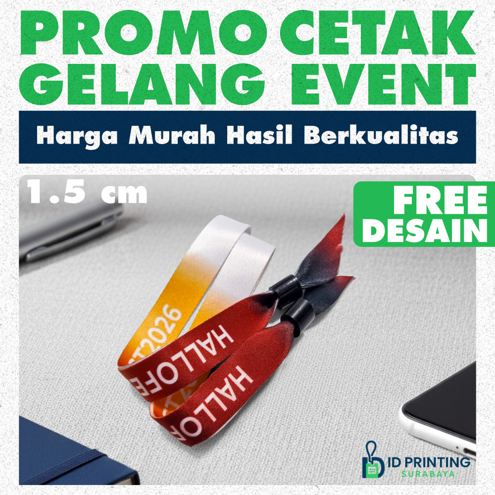 Gelang Lanyard Event Custom 1,5cm | Wristband Lanyard Lock | Tiket Konser Lanyard Custom