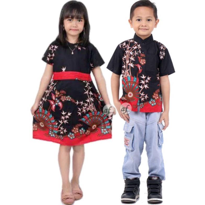 Gratong Batik Couple | Batik Anak Cewek Cowok | Kemeja Batik Anak Laki-Laki | Dress Batik Anak Perem