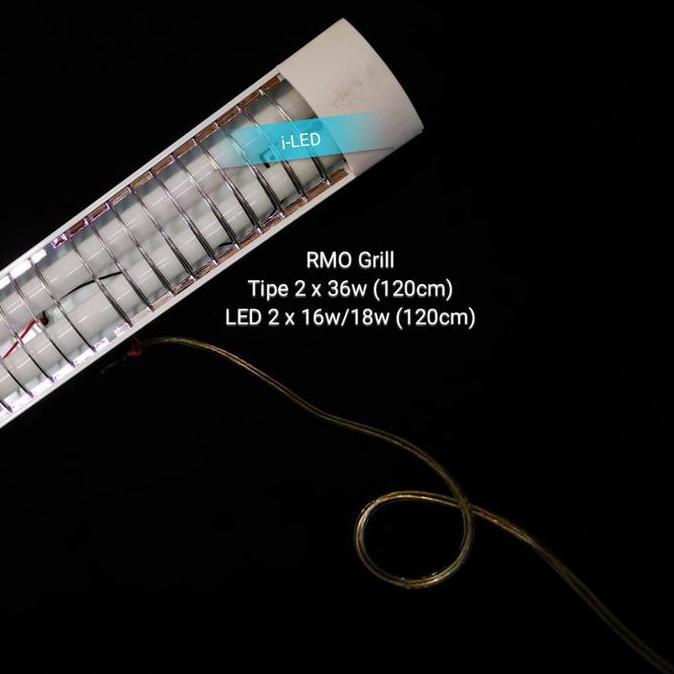 BEBAS ONGKIR - Kap Lampu RMO Grill Reflektor 2 x 36w 120cm TL LED T8 2 x 16w Outbow