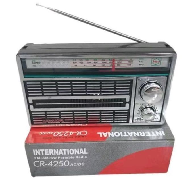 COD International Radio National F-4250 AC DC Original FM AM SW Portabel dengan Baterai Operasional 