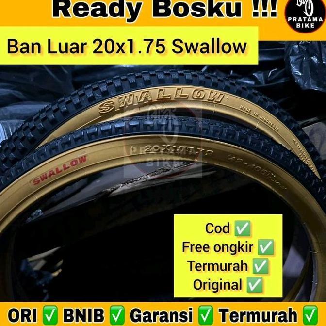 Promo Ban luar BMX MINI 20 x 1.75 SWALLOW 188 ban sepeda 20x175 20x1.75 20 x 175 ban sepeda anak ban