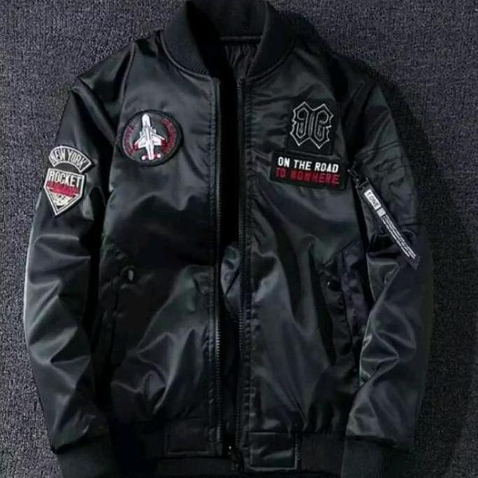 Uomo- Jaket Bomber Pria Parasut Tebal On The Road Musim Dingin/ Jaket Bomber Bordir Murah Vintage St