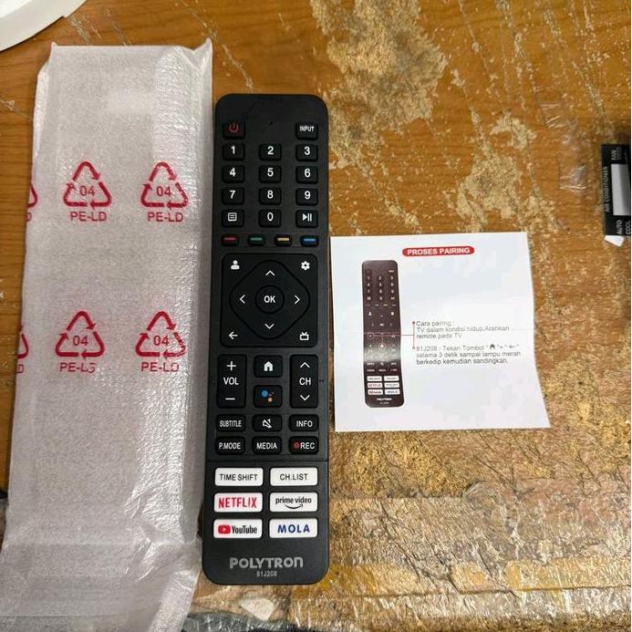 REMOTE REMOT SMART TV POLYTRON 81J208 ORIGINAL ASLI