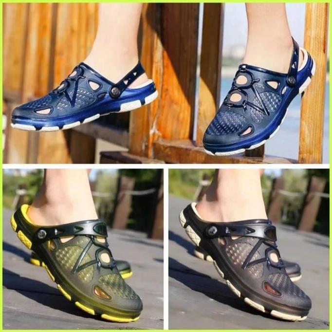 Sepatu Sandal Pria Sandal Model Crocs Pria Premium Transparan Bahan Karet