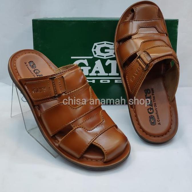 Sepatu Sandal Pria Sandal Gats Hg-061 Coklat/Sendal Kulit Casual Pria Original