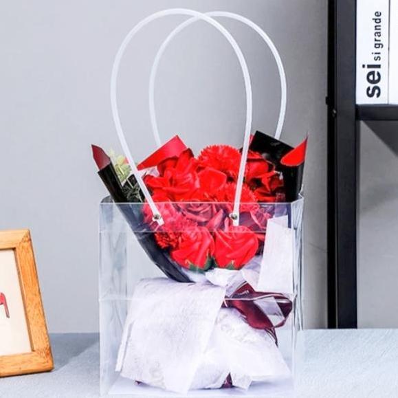 Langsungpas- Tas Tote Bag Mika Transparan Clear Doff Cebesar Hampers Goodie Souvenir Totebag Plastik