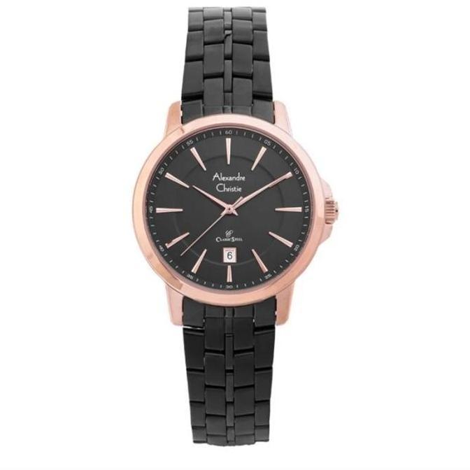 ALEXANDRE CHRISTIE AC8655 AC 8655 JAM TANGAN WANITA BLACK ROSEGOLD