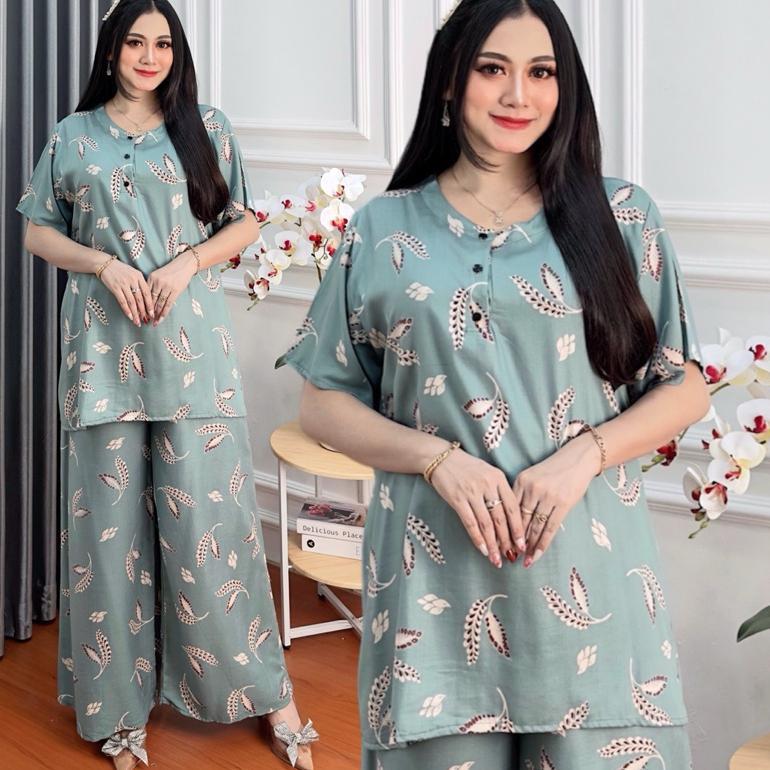 Terbaru Setelan Wanita One Set Jumbo Rayon Premium Setelan Kekinian Busui Resleting Depan Baju Tidur