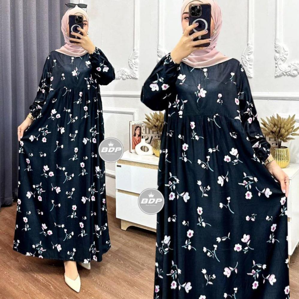 Daster Wanita Gamis Cap Batik Premium Busui Gamis Kekinian Gamis Busui  Resleting Depan Gamis Rayon 