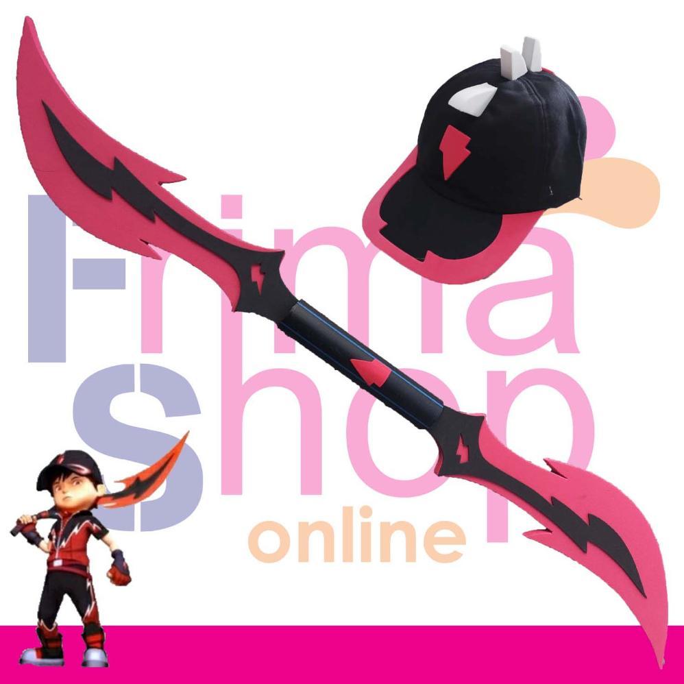 paket topi + pedang tombak mainan boboiboy halilintar the movie stokready