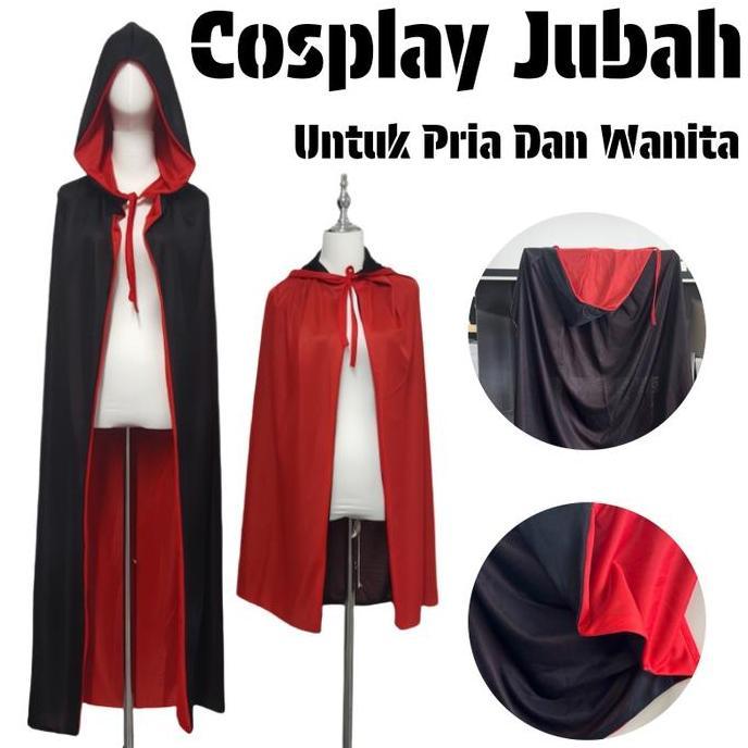 RIYANBPN5 - COSPLAY JUBAH KOSTUM JUBAH HALLOWEEN JUBAH HITAM POLOS PLUS HOODIE KOSTUM HALLOWEEN PRIA