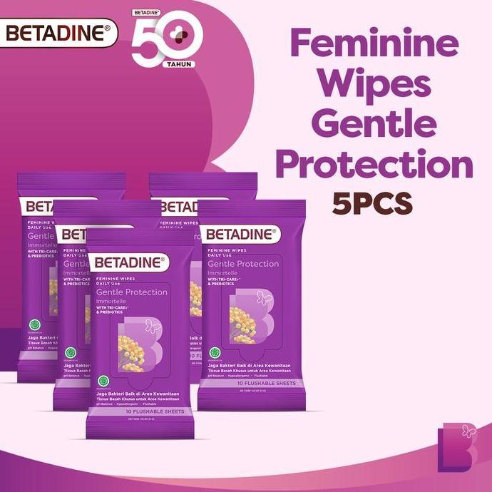 BETADINE FEMININE WIPES Tissue Basah Pembersih Kewanitaan 5 Pack
