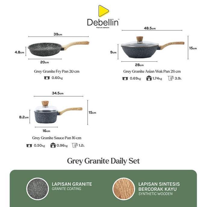 Sale Debellin Premium Cookware Set - Daily Cookware Granite Package