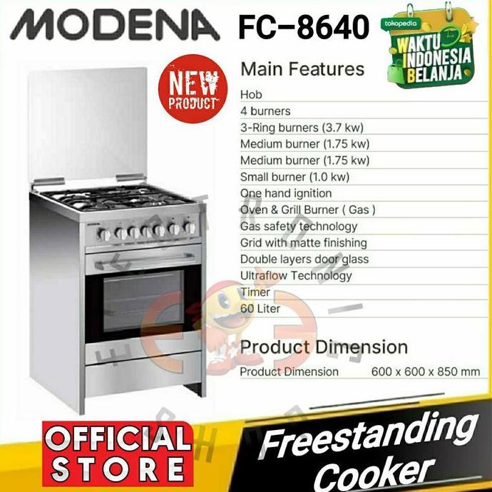 Sale Modena Fc 8640 Kompor Frerstanding Fano - Fc8640 Silver
