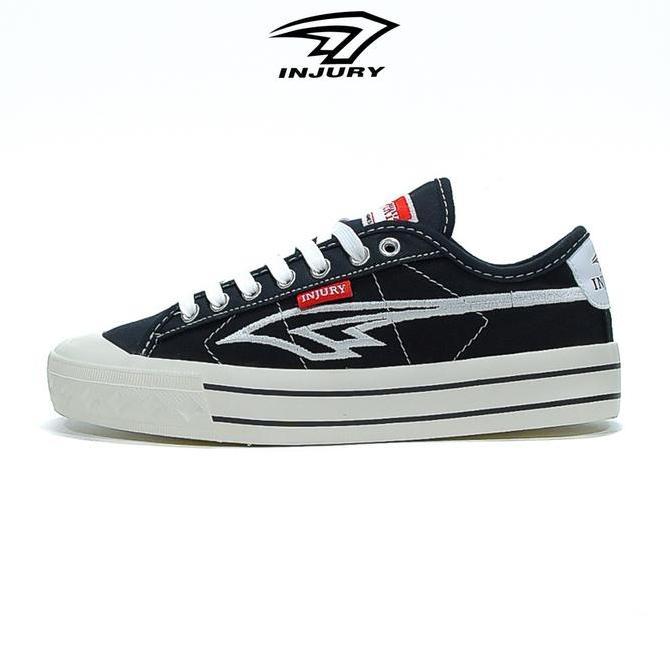 Sepatu Pria Fromzero X Injury - Sepatu Sneakers Kasual Sepatu Sekolah Pria Wanita Everest Hitam Puti