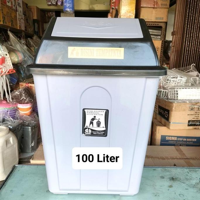 rifakahjaya77 - tempat sampah besar tutup 100ltr/tong sampah jumbo 100liter/bak sampah