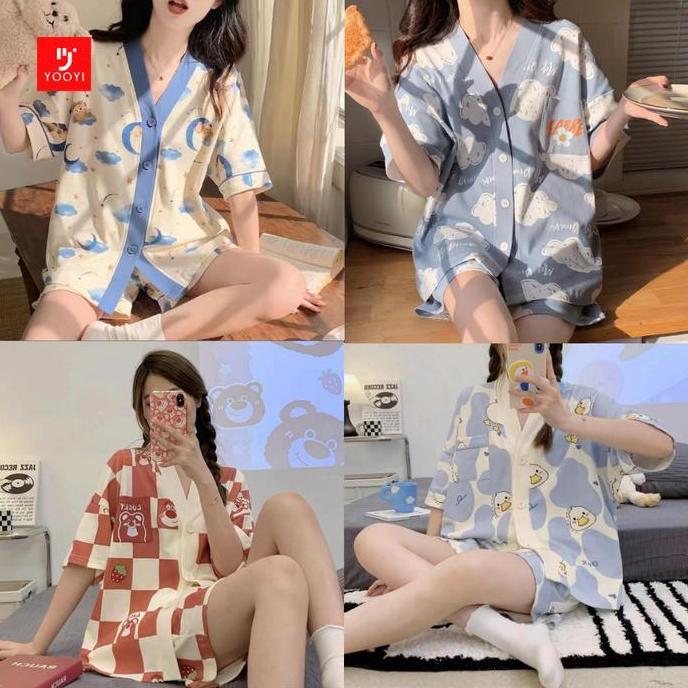 Idham_Bestt - Yooyi Baju Tidur Wanita Set Dewasa Sexy Jumbo Celana Pendek Piyama Hp Perempuan Model 
