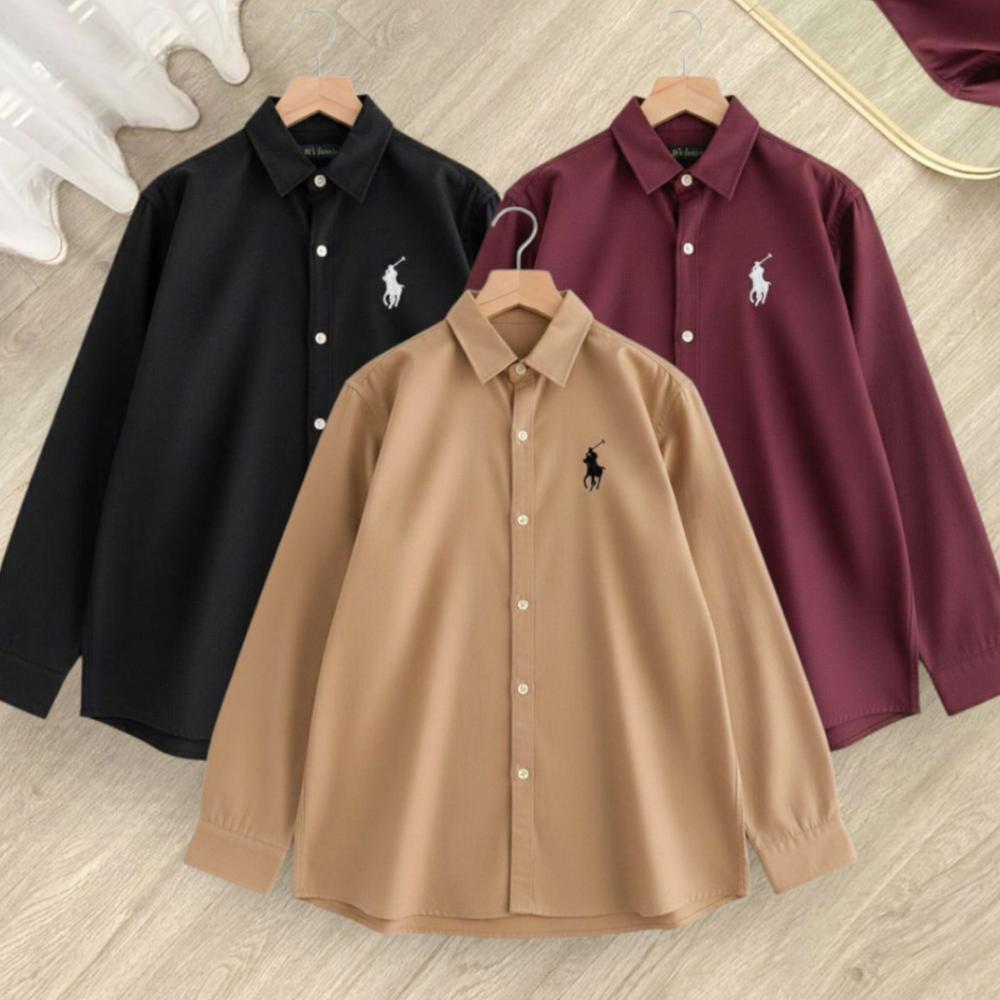 ORIGINAL KEMEJA FORMAL WANITA BORDIR POLO KATUN PREMIUM LENGAN PANJANG