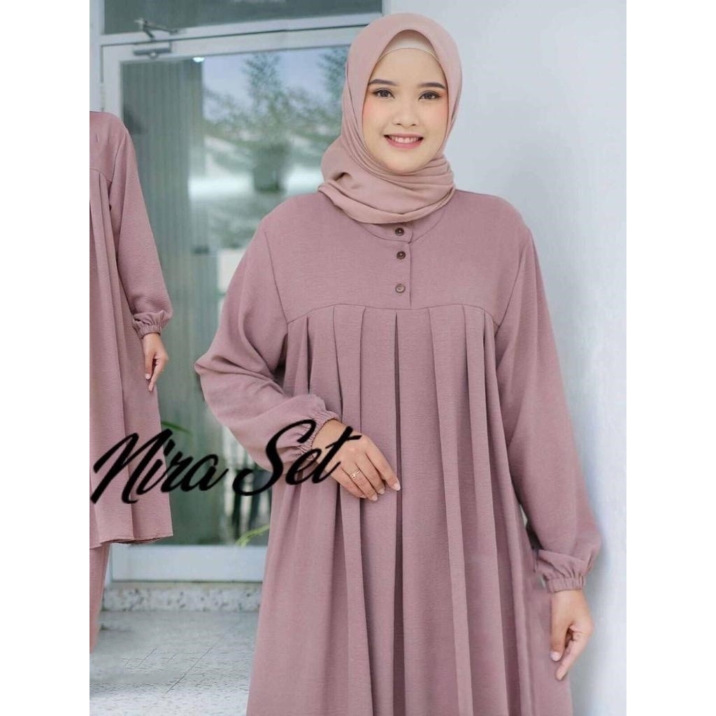 BISA COD NIRA SET + CELANA  SIZE M L XL XXL JUMBO  BAHAN CRINGKLE PREMIUM IMPORT STELAN WANITA KEKIN
