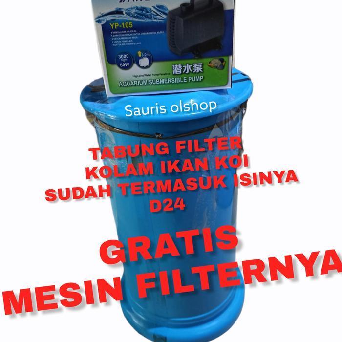 Filter Tabung Kolam Ikan Koi Komplit D24 GRATIS MESIN AIR Filter Air