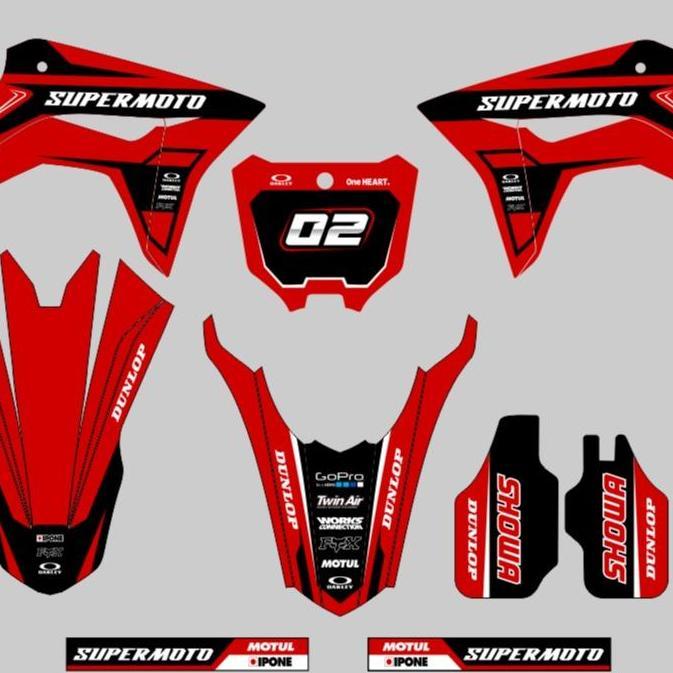 Decal sticker CRF 150L motif MERAH HITAM LIST KUNING