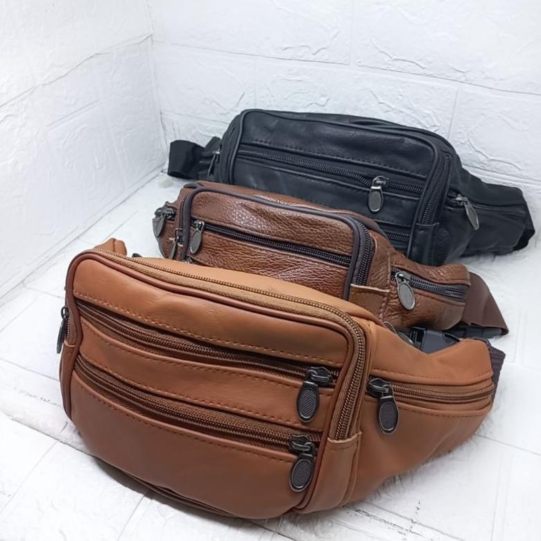 Tas Pinggang Kulit Sapi Asli Ukuran BesarTas Selempang Kulit Asli Waistbag Kulit Asli Pria Wanita Te