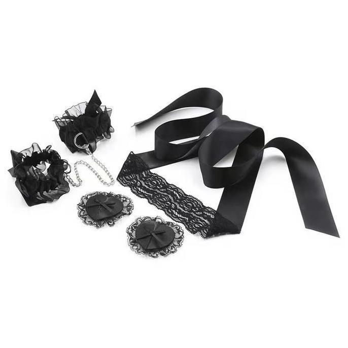 CH-39 penutup mata eyepatch gelang rantai y2k wanita sm set lace eye cover patch borgol tangan lenga