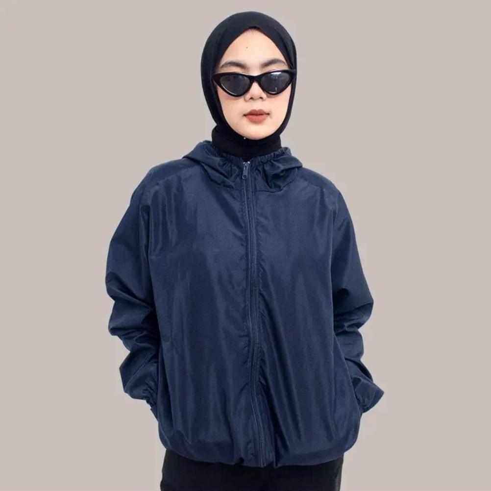BEST DEALS LOGO GM - Jaket Olahraga Parasut Polos Pria/Wanita mirip Uniqlo, UV Protection, Windbreak
