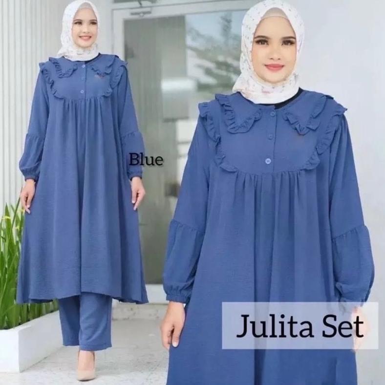 BIG PROMO JULITA SET BAJU WANITA SETELAN JUMBO SIZE XL XXL TERBARU MUSLIM WANITA TERBARU BAHAN CRING