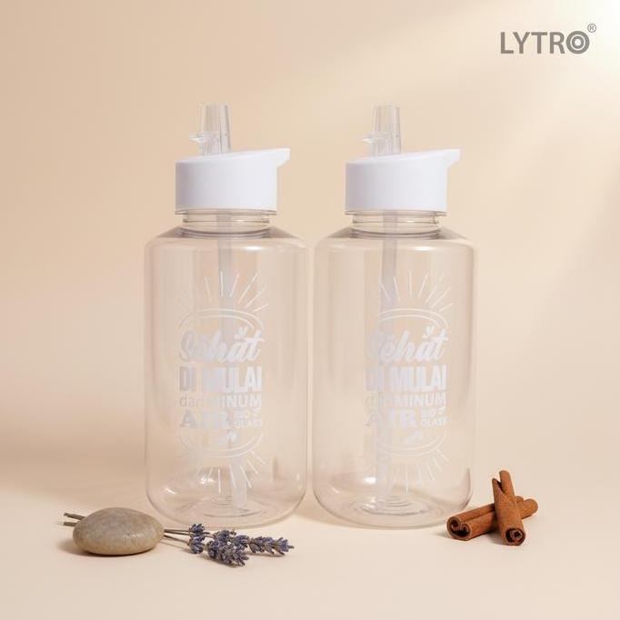 Botol Minum Bioglass Sedotan - Tumbler Plastik Bioglass Besar 1L