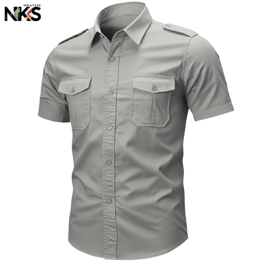 ORIGINAL KEMEJA PRIA ABU MUDA LENGAN PENDEK / KEMEJA TACTICAL / BAJU TACTICAL / KEMEJA / KEMEJA TACT
