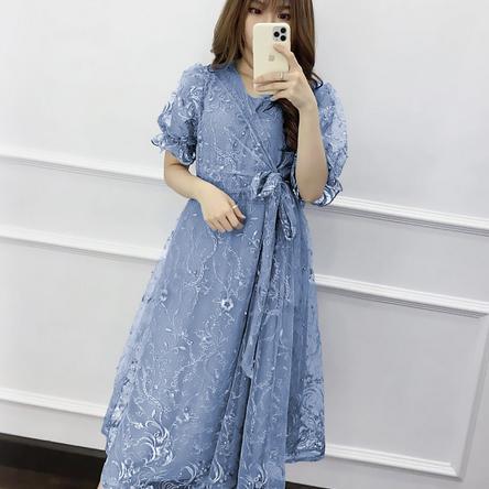 Premium - Livina Dress Pesta Brukat Tille 3 Ukuran / Dress Natal Livina Gaun Pesta Kondangan Ala Kor