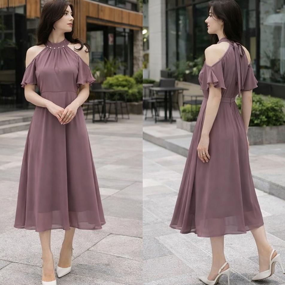 Sheny Midi Dress Korean Style Vintage Dress Polos