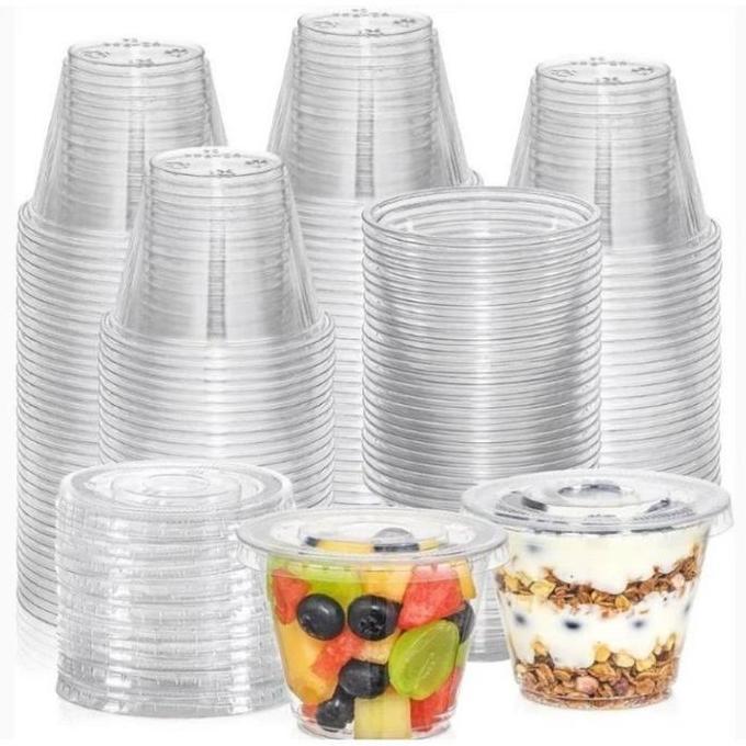 Vinnatsu 50pcs 150ML Gelas Puding Kecil Dessert Bowl Jelly Cup Mika Tray Mika Ice Krim Cup Jelly Sal