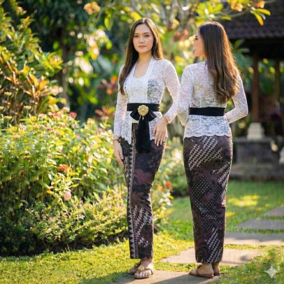 One Set (satu setel) kebaya bali brokat sofia + rok + Selendang Sifon Polos 2.4 Meter / setelan keba