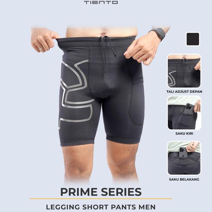 Sportboy- Tiento Short Pants Exo Black Gold Celana Pendek Legging Olahraga Pria