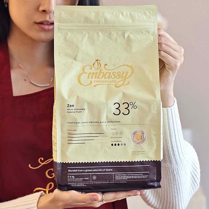 Perkakaskue- Embassy Chocolate - Zen 33 100Gr White Couverture Tulip Cokelat Putih Coin Coklat Koin