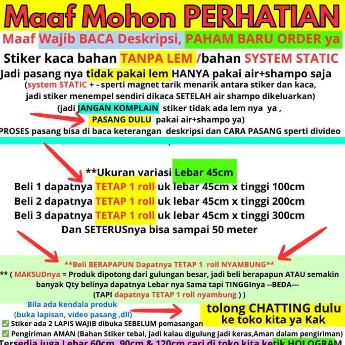Tokoro- Sunblast Sanblas Sticker Kaca Stiker Kaca Motif Bunga Lotus Bambu Bata Mozaik Llpaper Pintu 