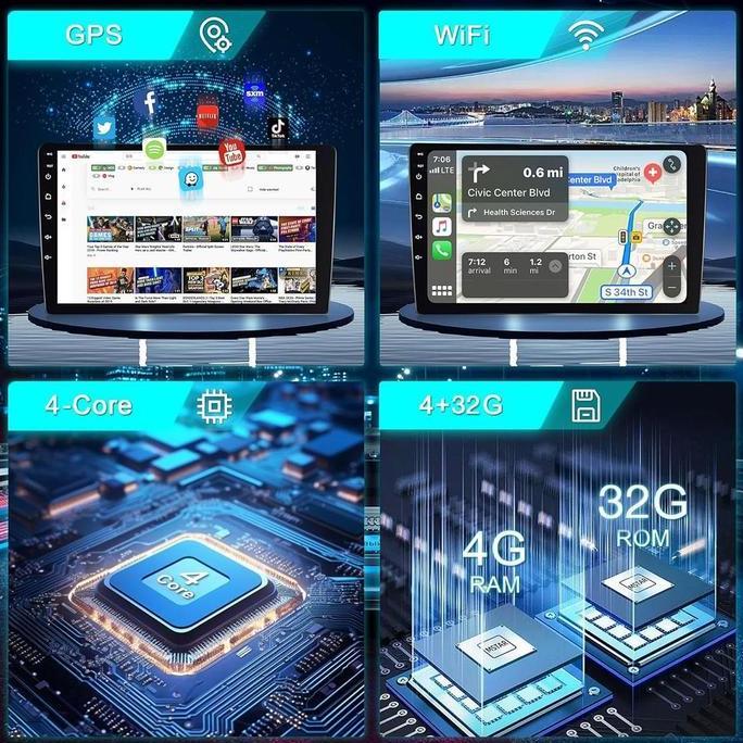 Ada Kipas Pendingin8G+128G Head Unit Android 13 mobil 7/9/10 Inch IPS Layer dengan Kamera Mundur Wif