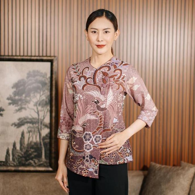 Batik Adyatma Wanita N Lilac Blouse Digital Print Terbaru 