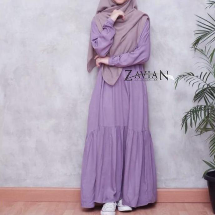 Shukyo- Zavian Collection Dress Abaya Serut Lengan Karet / Basic Abaya Polos Remaja Santri Putri Kek