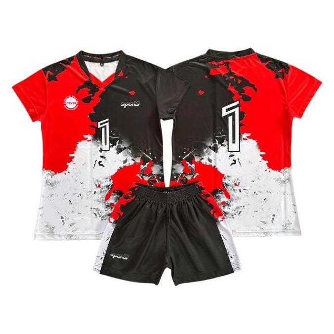 Fotwell- Stelan Voli Wanita Full Printing Set Celana Jersey Cewek Full Print Sport Baju Olahraga