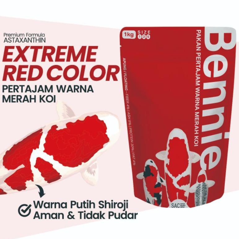 TERLARIS PELET KOI PAKAN IKAN KOI PERTAJAM WARNA MERAH KOI PELET BENNIE 1KG