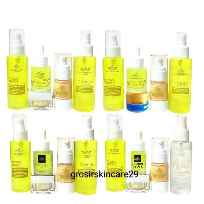Youme- Ecer Glowingin Skincare Pemutih Jah Penghilang Flek Paket Ging Hyde Niamide Acid Foundation M