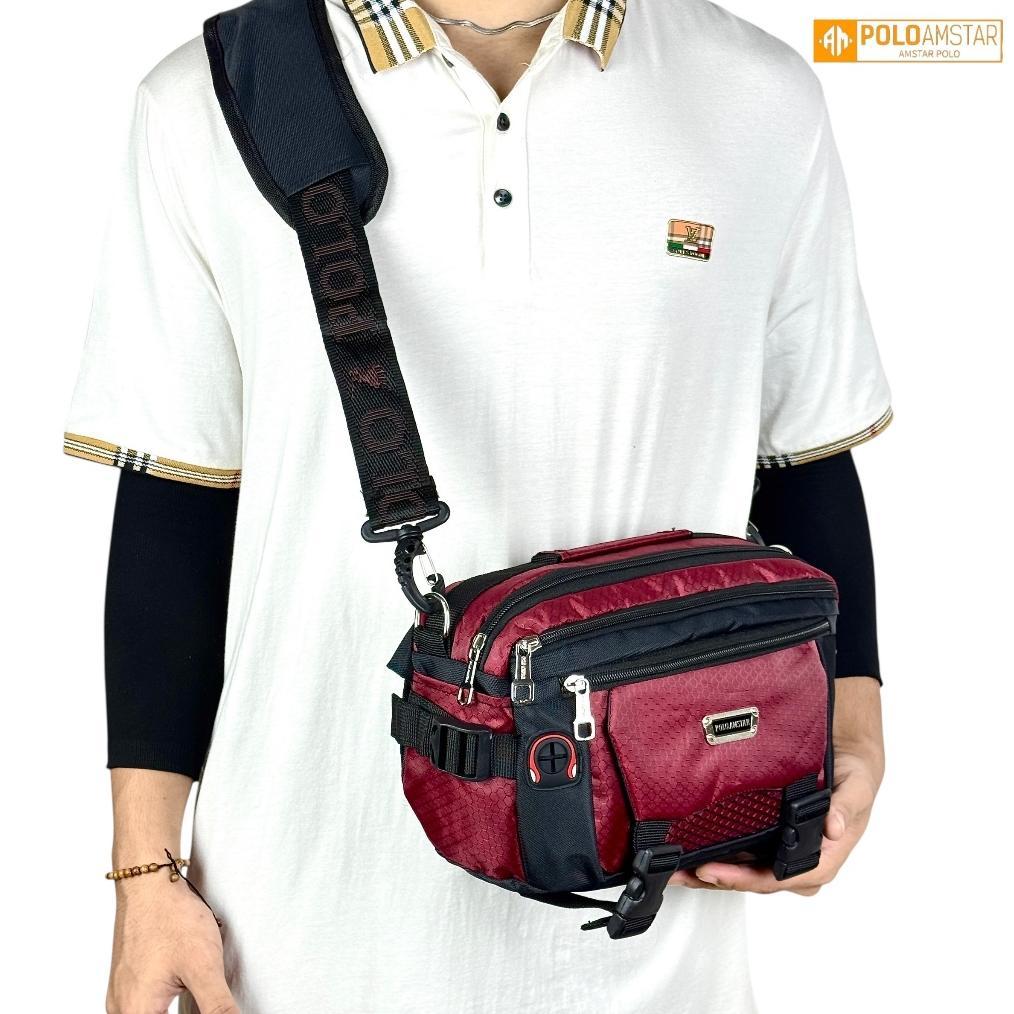 New Tas Selempang Pria Polo Amstar  Slingbag Tas Kerja  Kuliah Sekolah Simple Ukuran Size Besar