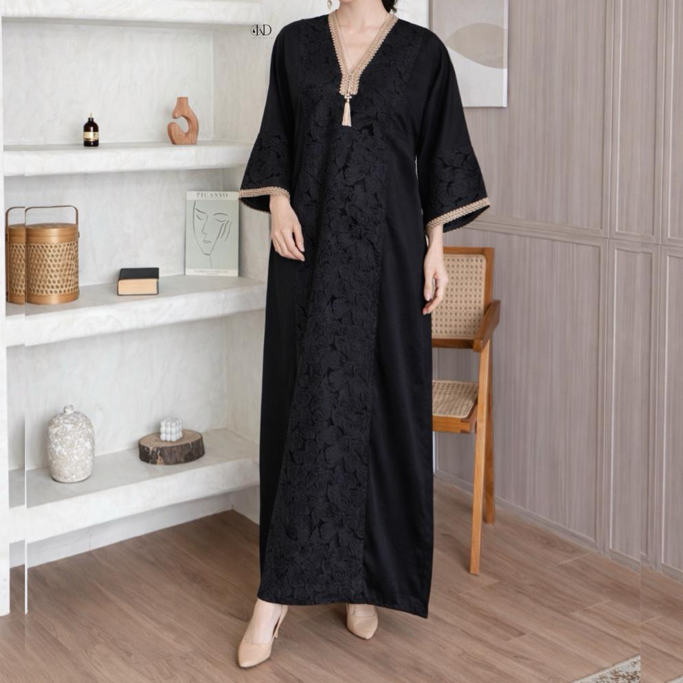 TERBARU Kaluna Abaya Hitam Terbaru Satin Kaftan Lebaran Kaftan Abaya