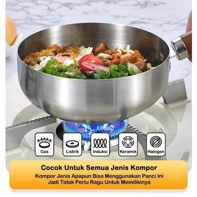 Panci Susu Panci Kecil Anti Lengket, Panci Salju Gaya Jepang, Panci Makanan Bayi Tanpa Lapisan Baja 