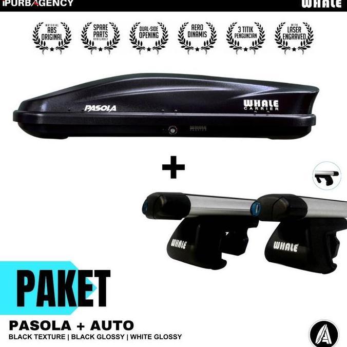 Roof box Whale Pasola & Cross bar Auto Raised rail